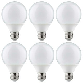 6 x Paulmann ESL Energiesparlampe Globe G80 15W = 67W E27 opal 850lm warmweiß 2700K
