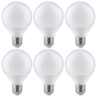 6 x Paulmann ESL Energiesparlampe Globe G80 15W = 67W E27 opal 850lm warmweiß 2700K