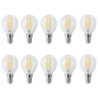 10 x LED Filament Leuchtmittel Tropfen 4W = 35W E14 klar P45 warmweiß 2700K