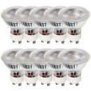 10 x LED Glas Reflektor 5W GU10 PAR16 330lm 3000K warmweiß flood 38°