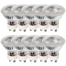 10 x LED Glas Reflektor 5W GU10 PAR16 330lm 3000K warmweiß flood 38°