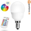 6 x LED Leuchtmittel Tropfen 5W E14 matt RGBW bunt & warm Fernbedienung dimmbar