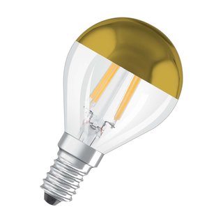6 x Osram LED Filament Tropfen Kopfspiegellampe 4W fast 40W E14 Kopfspiegel Gold warmweiß 2700K