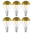 6 x Osram LED Filament Tropfen Kopfspiegellampe 4W fast 40W E14 Kopfspiegel Gold warmweiß 2700K