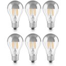 6 x Osram LED Filament Leuchtmittel Birnenform 4W fast 40W E27 Kopfspiegel silber warmweiß 2700K