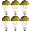 6 x Osram LED Filament Leuchtmittel Birnenform 4W fast 40W E27 Kopfspiegel Gold warmweiß 2700K