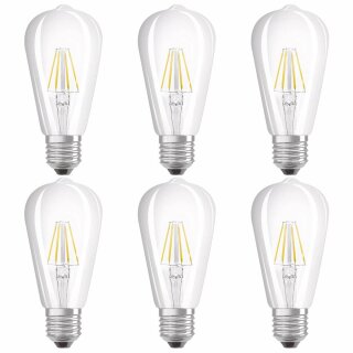 6 x Osram LED Filament Edison Leuchtmittel 4W = 40W E27 klar warmweiß 2700K