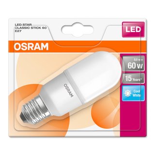 Osram LED Star Stick Leuchtmittel Röhre 8W = 60W E27 matt BLI kaltweiß 4000K