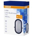 Osram LED Außenwandleuchte Bulkhead 11W 840lm Oval Kellerleuchte neutralweiß 4000K Schwarz