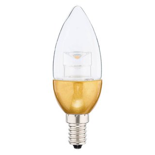 LED Leuchtmittel Kerze 4,5W = 30W E14 klar goldener Sockel warmweiß 2700K 180°