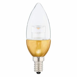 Müller-Licht LED Leuchtmittel Kerze 4,5W = 30W E14 klar goldener Sockel warmweiß 2700K