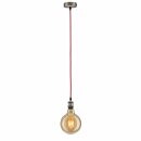 Paulmann Pendelleuchte Textilkabel Rot Vintage-Pendel E27 Fassung Brüniert Pendulum max. 60W