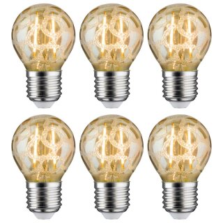 6 x Paulmann LED Filament Tropfen 2,5W fast 25W E27 Krokoeis Gold extra warmweiß 2500K