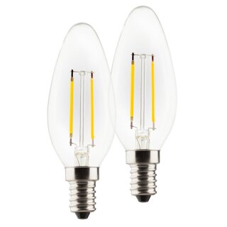 2 x Müller-Licht LED Filament Leuchtmittel Kerzen 2,5W = 25W E14 klar warmweiß 2700K