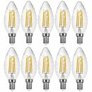 10 x LED Filament Leuchtmittel Kerze gedreht 4W = 40W E14...