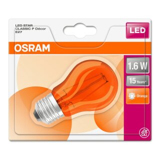 Osram LED Filament Leuchtmittel Tropfen bunt 1,6W = 15W E27 Orange
