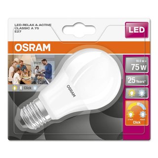 Osram LED Relax & Active Classic Leuchtmittel Birnenform 11W = 75W E27 matt warmweiß kaltweiß umstellbar per Schalter