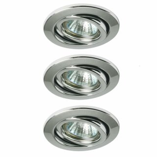 3 x Einbauleuchten Einbaustrahler Set schwenkbar Chrom 3 x 50W GU10 230V Halogen