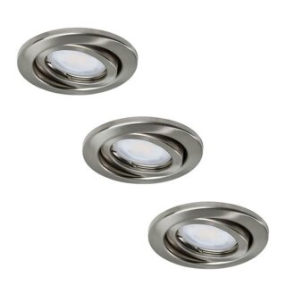 3 x Paulmann LED Einbauleuchten Einbaustrahler Set schwenkbar Eisen gebürstet 3 x 2,6W GU10 230V LED