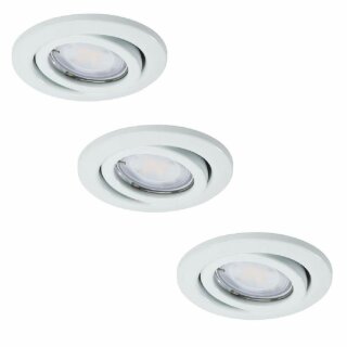 3 x LED Einbauleuchten Einbaustrahler Set schwenkbar Weiß 3 x 2,6W GU10 230V