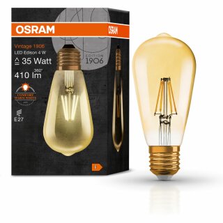 Osram LED Vintage 1906 Edison 4W = 34W E27 Gold gelüstert extra warmweiß 2400K
