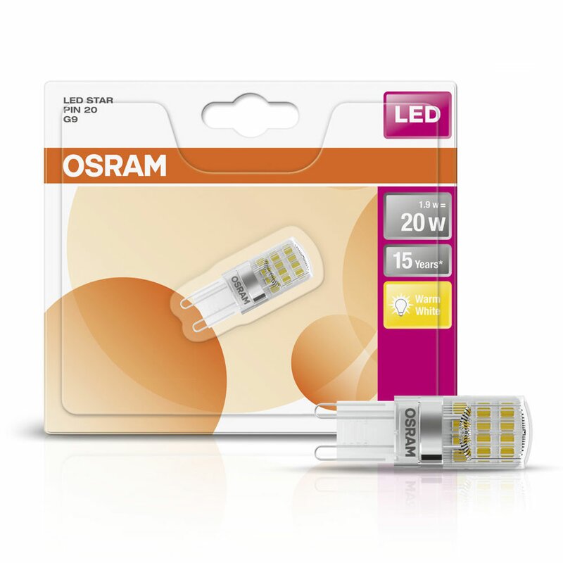 Osram LED Stiftsockel Leuchtmittel Star Pin 1,9W = 20W G9 warmweiß 27