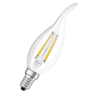 Osram LED Filament Retrofit Windstoß Kerze 4W = 40W E14 klar Classic BA 40 warmweiß 2700K