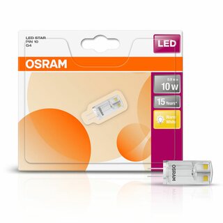 Osram LED Leuchtmittel Stiftsockellampe 0,9W = 10W G4 klar warmweiß 2700K