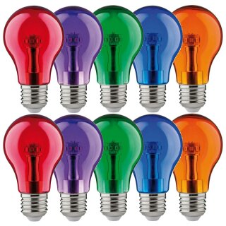 10 x Paulmann LED Leuchtmittel Birnenform bunt 1W E27 klar Rot Violett Blau Grün Orange gemischt