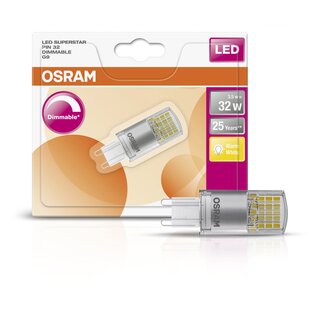 Osram LED Stiftsockel Superstar PIN 3,5W = 32W klar 827 warmweiß 2700K DIMMBAR