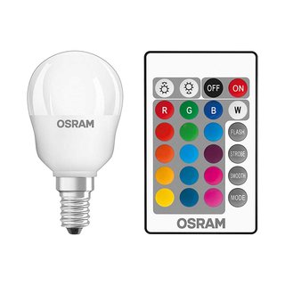 Osram LED Leuchtmittel Classic P Tropfen 4,5W = 25W E14 RGBW bunt & warmweiß Fernbedienung dimmbar