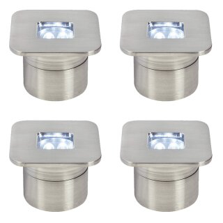 4 x Paulmann LED Bodeneinbauleuchten Einbaustrahler Set Profi Line starr Edelstahl 4 x 0,8W 230V LED