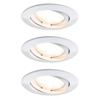 3 x Paulmann LED Einbauleuchten Einbaustrahler Set Premium Line schwenkbar Weiß matt IP23 3 x 6,8W LED Modul Coin 230V