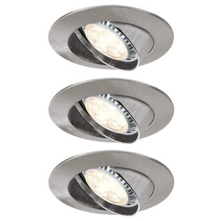 3 x Paulmann LED Einbauleuchten Einbaustrahler Set Premium Line schwenkbar Eisen gebürstet IP23 3 x 8W GU10 230V DIMMBAR