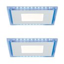 2 x Paulmann LED Einbauleuchten Einbaupanel Set Premium Line Weiß mit blauen LEDs Klar 2 x 7W