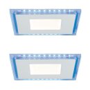 2 x Paulmann LED Einbauleuchten Einbaupanel Set Premium Line Weiß mit blauen LEDs Klar 2 x 7W