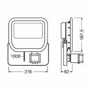 Osram LEDvance Fluter LED 50W 3000K Warmweiß Schwarz IP65 Flutlicht Strahler Sensor Bewegungsmelder