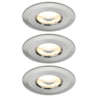 3 x Paulmann LED Einbauleuchten Einbaustrahler Set Premium Line starr Eisen gebürstet IP65 3 x 7W LED Modul Coin 230V warmweiß DIMMBAR