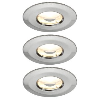 3 x Paulmann LED Einbauleuchten Einbaustrahler Set Premium Line starr Eisen gebürstet IP65 3 x 7W LED Modul Coin 230V warmweiß DIMMBAR