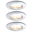 3 x Paulmann LED Einbauleuchten Einbaustrahler Set Premium Line Chrom IP44 3 x 6,8W LED Modul Coin warmweiß 2700K