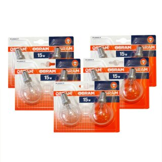 10 x Osram Glühbirne Tropfen 15W E14 KLAR Glühbirnen 15 Watt Glühlampen Glühlampe