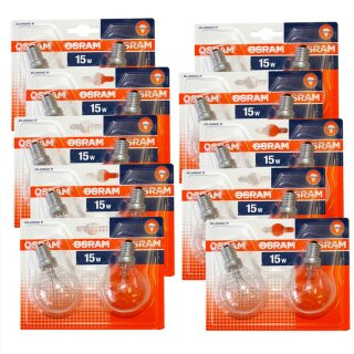 20 x Osram Glühbirne Tropfen 15W E14 KLAR Glühbirnen 15 Watt Glühlampen Glühlampe