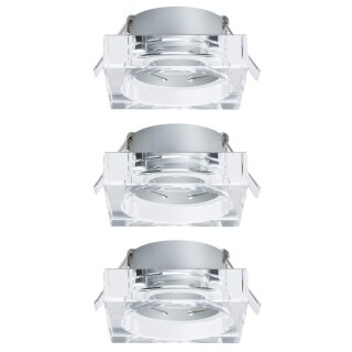 3 x Paulmann Einbauleuchten Spot-Set Cristal Quadro Klar eckig IP23 exkl. Leuchtmittel