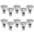 10 x LED Leuchtmittel Glas Reflektor GU10 4,5W = 51W 355lm warmweiß 2700K 38°