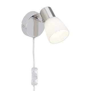 Brilliant LED Wandleuchte Zuleitung & Schalter Janna Eisen/Chrom 4W E14 warmweiß