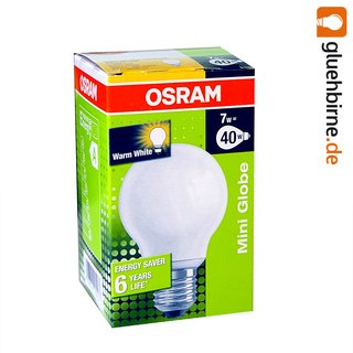 Osram Duluxstar Mini Globe 7W E27 Warmweiß 827 Energiesparlampe Sparlampe G60