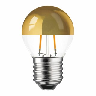 LED Filament Tropfen Leuchtmittel 2W = 25W E27 Kopfspiegel Gold Glühfaden Warmweiß 2700K
