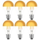 6 x LED Filament Leuchtmittel Birnenform 4W = 40W E27 Kopfspiegel Gold warmweiß 2700K