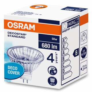 Osram Decostar 51S Halogen Reflektor MR16 50W GU5,3 12V warmweiß dimmbar 4000h WFL 36°