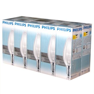 10 x Philips Glühbirne Kerze 40W E14 klar Glühlampe 40 Watt Glühbirnen Glühlampen Kerzen B35